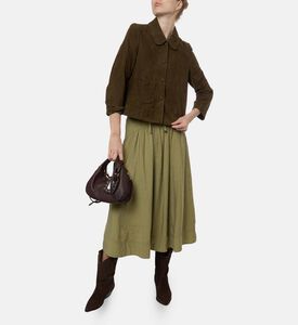 Ba and Sh Milas Leather Jacket, Khaki, L, Model View