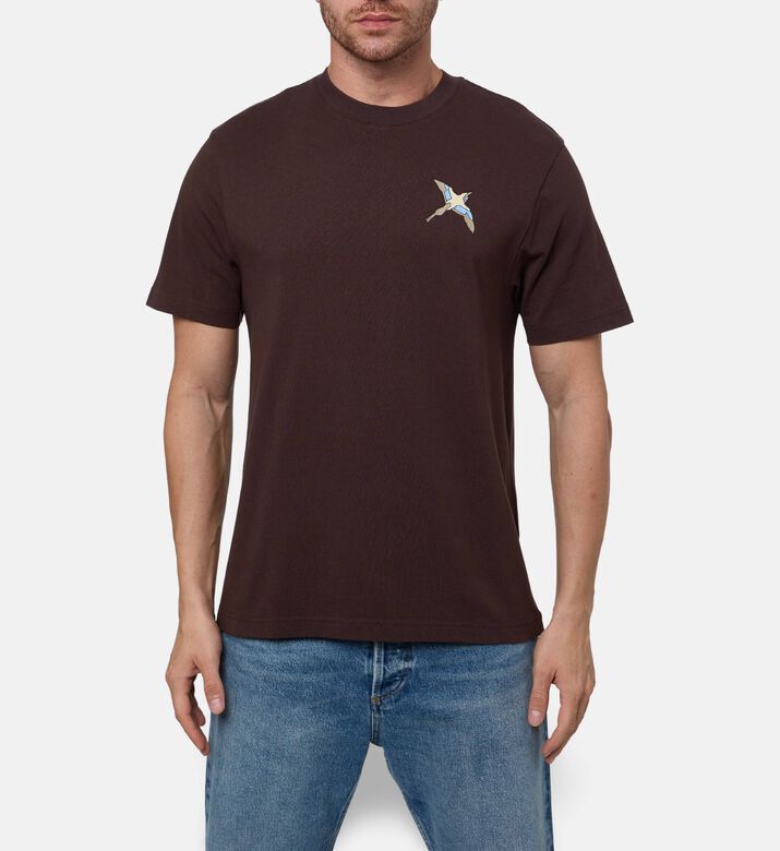 Axel Arigato Contrasting Embroidered Bird T-shirt, Model View