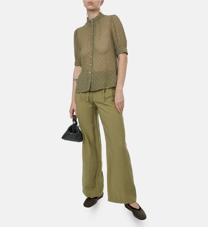 Ba and Sh Elastic Waistband Wide-leg Pants, Model View Ba and Sh Elastic Waistband Wide-leg Pants, Model View