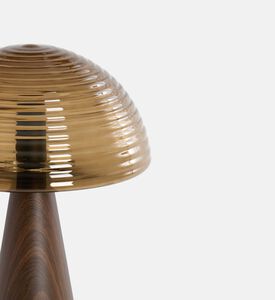 Mueda Glass Wood Printed Table Lamp