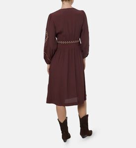 Ba and Sh Tanny Geometric Embroidery Long-sleeve Midi Dress, Model View
