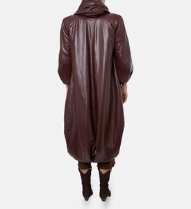 Rowen Rose Glossy Faux Leather Coat, Model View