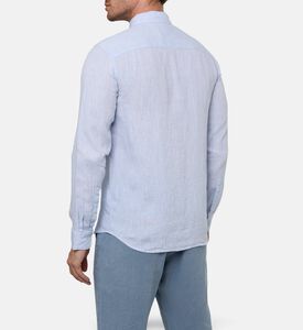 Galeries Lafayette Linen Button-down Classic Collar Shirt, Blue, S, Model View