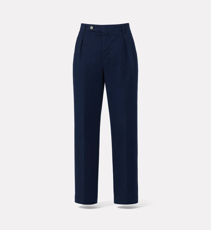 Hackett London Tricotine Button Closure Slip Pockets Pants, Navy, 32, Packshot View