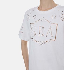 تيشيرت قصير الأكمام مطرز بشعار