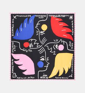Galeries Lafayette Graphic Check Silk Scarf, Black, Fs, Packshot View