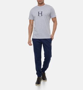 Hackett London Logo-detail Ribbed Short-sleeve T-shirt, Light-grey, L, Model View