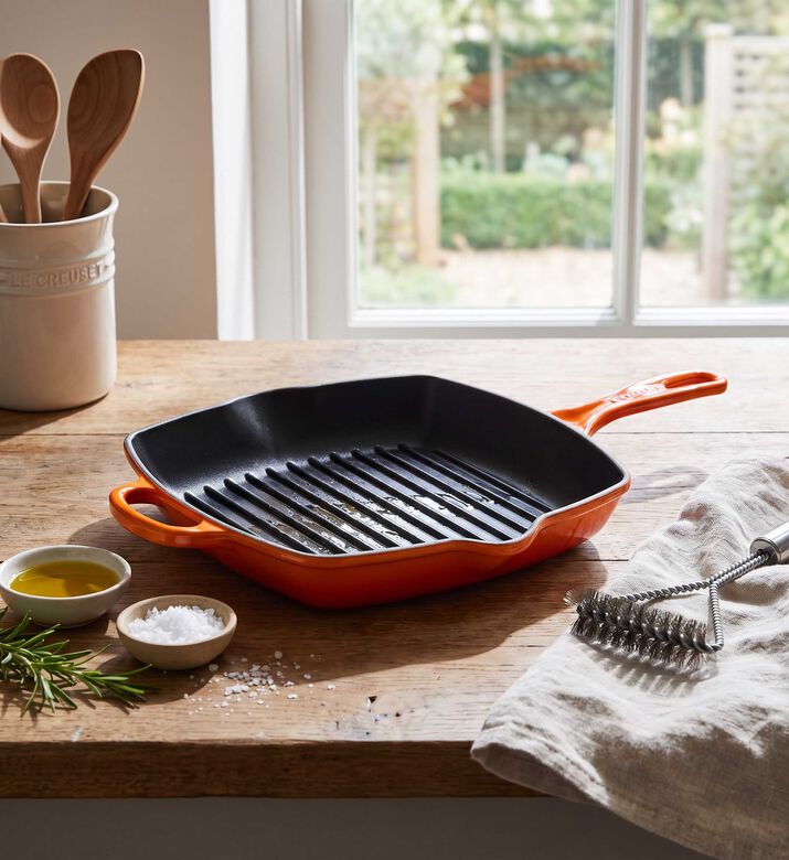 Le Creuset Grillit Cast Iron Square Skillet, Orange, 26-cm, Packshot View