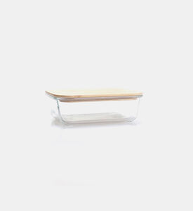 Glass Rectangle Bamboo Lid Container