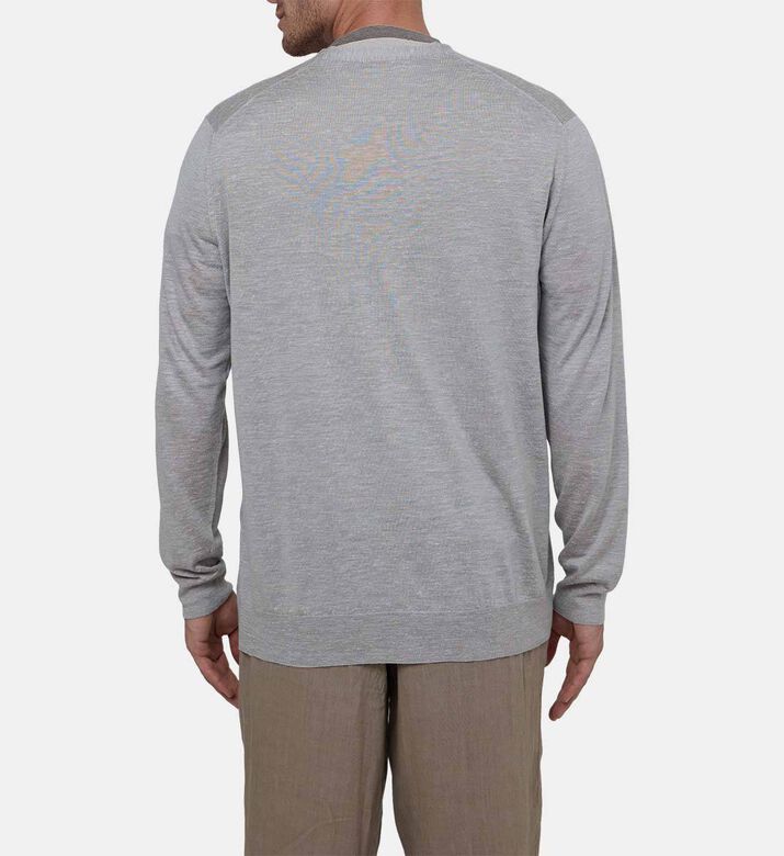 كارديغان كتان حرير بياقة بشكل في