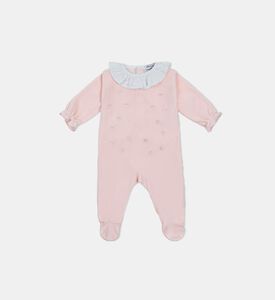 بيجامة بياقة مكشكشة مطرزة