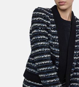 Edward Achour Paris Striped Tweed Knit Jacket, Model View