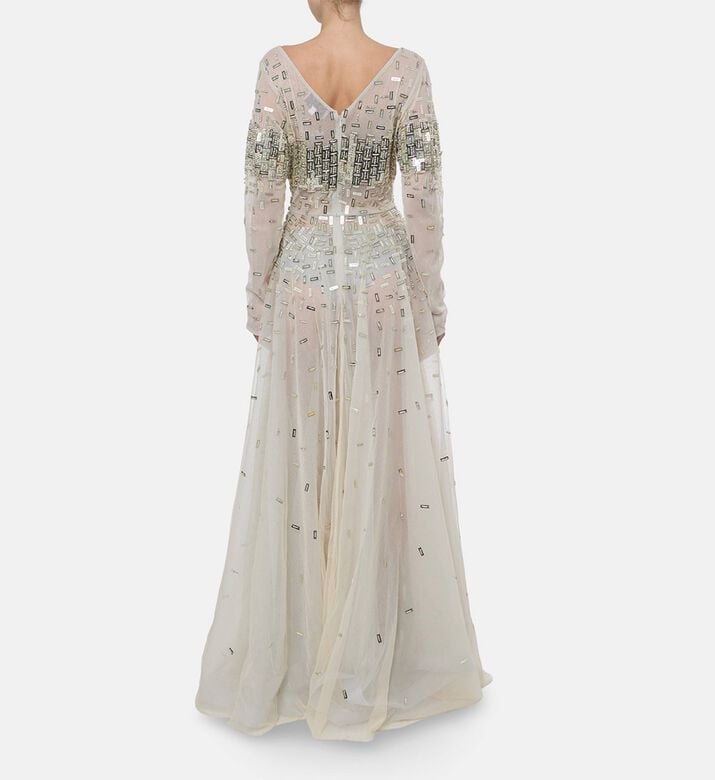 Christophe Guillarme Tonal-embroidery Straight Dress, White, 42, Model View