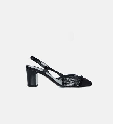 Mesh Pointed-toe Slingback Pumps