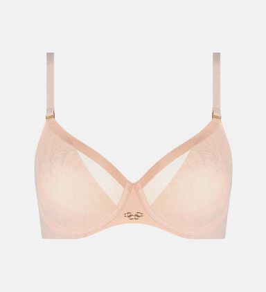 Sheer Panel Demi-cup V-neck Bra