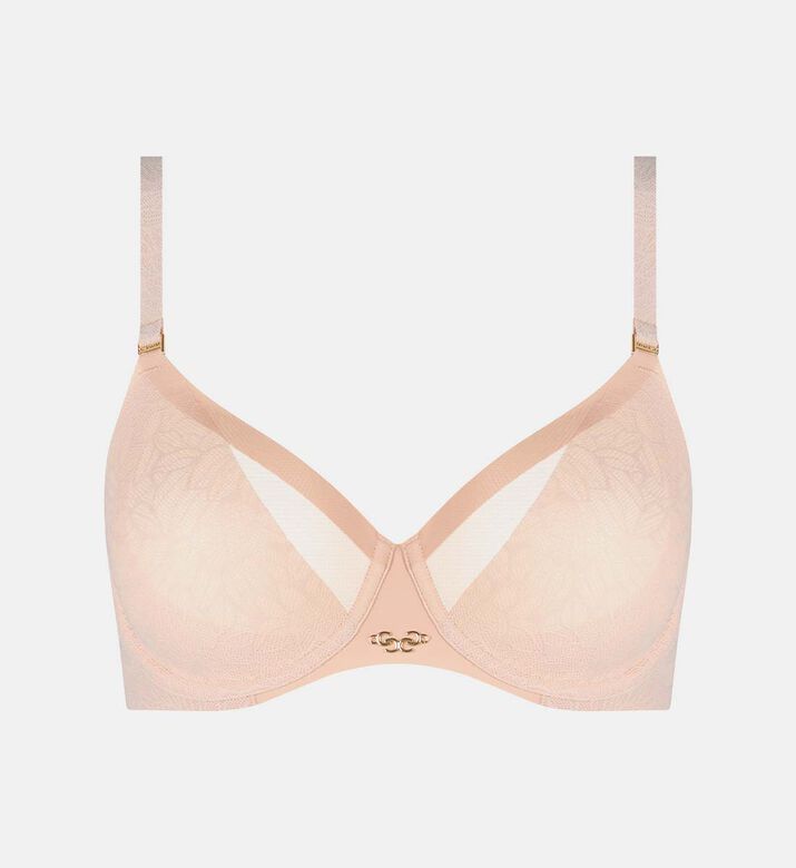 Sheer Panel Demi-cup V-neck Bra
