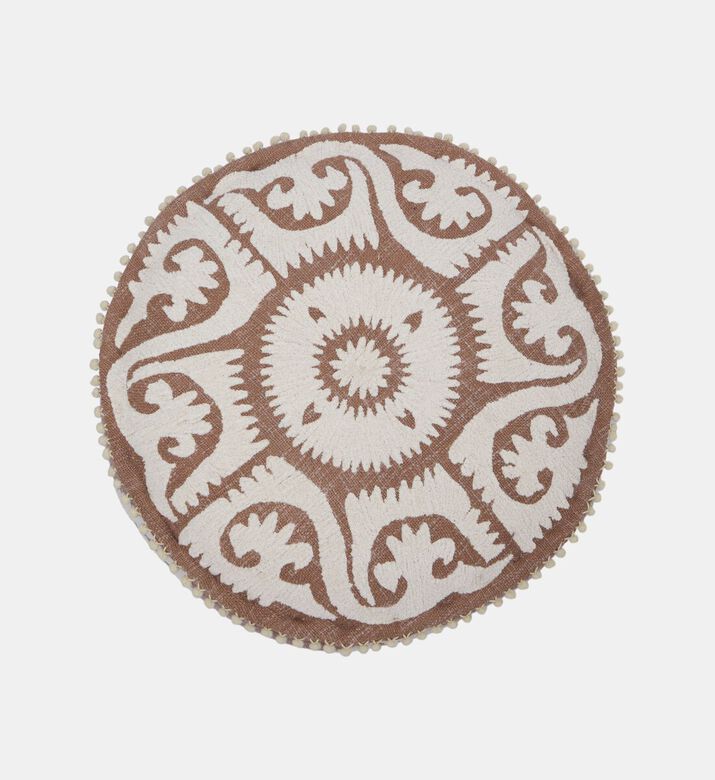 Home Deco and More Hackney Handloom Pompom Embellished Pouf 60x20 Cm, Packshot View