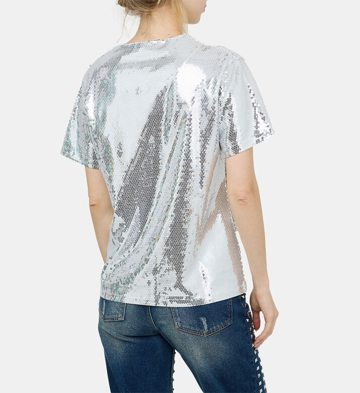 تيشيرت بطبعة شعار مطرز بترتر