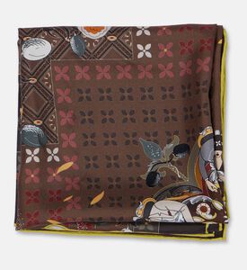 The Zeituna Sacred Hour Silk Brown Tapestry Square Scarf, Packshot View