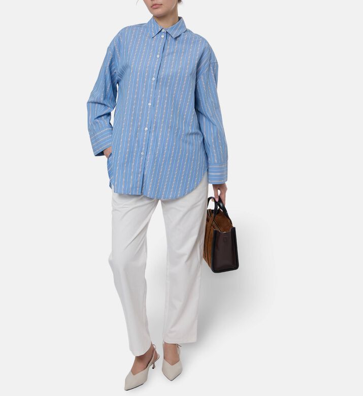 Samsoe Marika Stripe Organic Cotton Shirt, Model View
