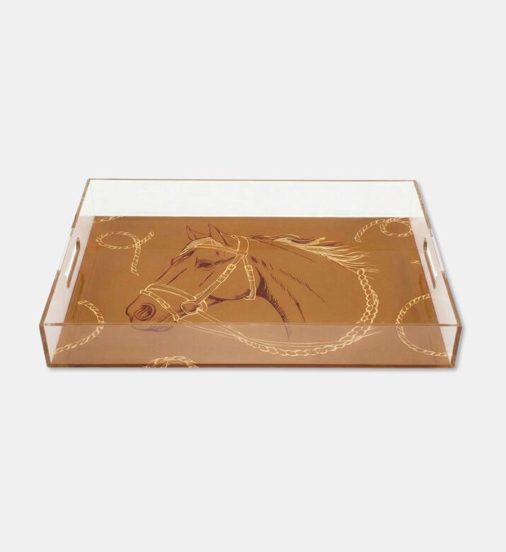Silsal Fares Horse Design Serving Tray, Brown, M, Packshot View