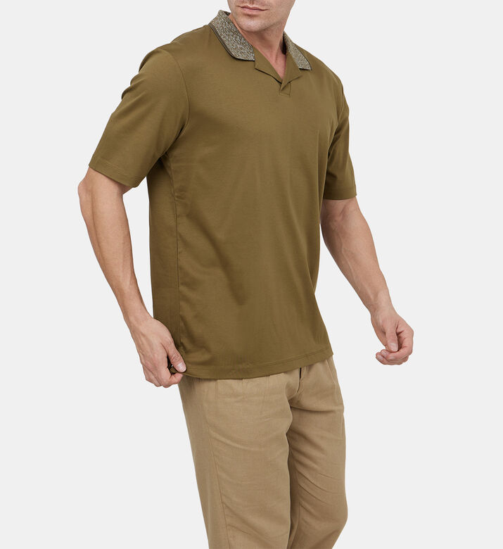 Mélange Contrast Collar Polo Shirt Mélange Contrast Collar Polo Shirt