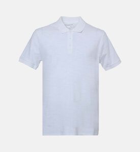 Vince Button Placket Short-sleeve Polo, White, L, Packshot View