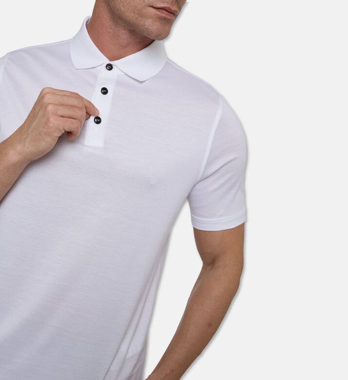 Pal Zileri Slim-fit Button-placket Polo, White, 52, Model View
