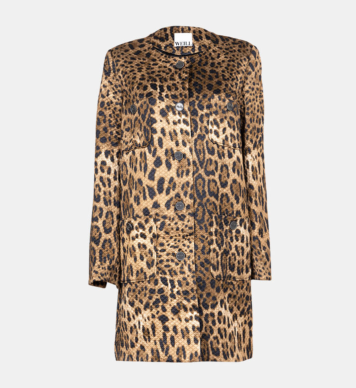 جاكيت بصف أزرار بطبعة حيوانات