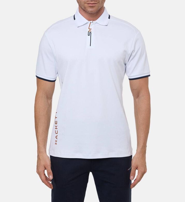 Hackett London Striped Short-sleeve Polo Shirt, White, Xl, Model View