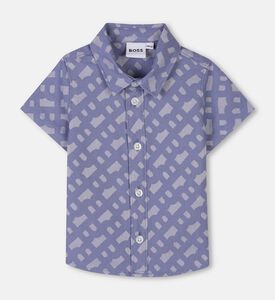 قميص بطبعة شعار بإغلاق بأزرار