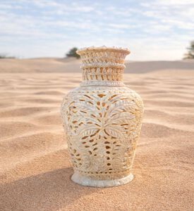 Tohfa Luxe Palm Hand Carved Marble Vase, Packshot View