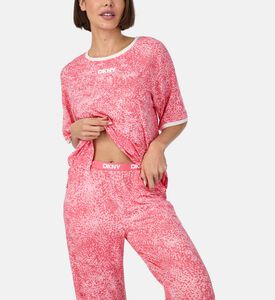 طقم بيجامة بياقة دائرية وقصة عادية