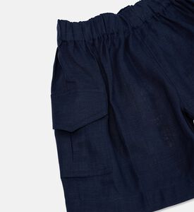 Jules and Juliette Paris Carl Patch Pocket Linen Shorts, Navy, 6y, Packshot View