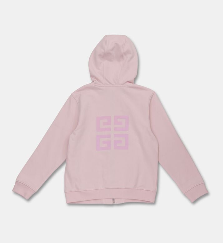 Givenchy Logo Print Hooded Fleece Cardigan, Pink, 10y, Packshot View