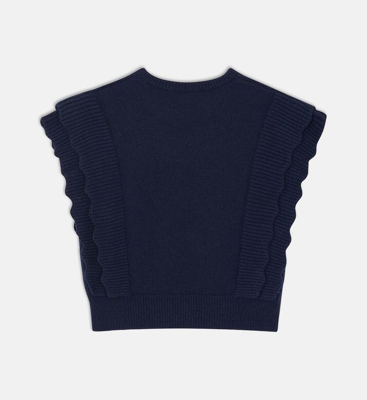 Ruffle Sides Sleeveless Cardigan