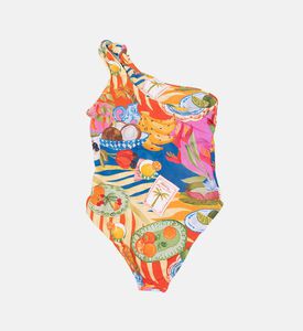 Farm Rio Exotic Floral-print One-shoulder Swimsuit, Packshot View