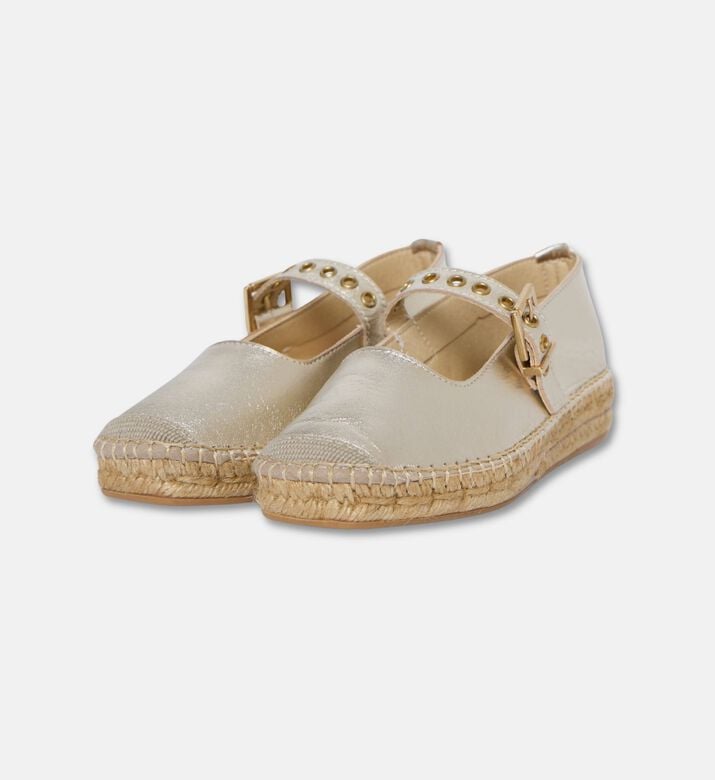 Salvi Buckle Strap Flatform Espadrilles, Gold, Eu-41, Packshot View