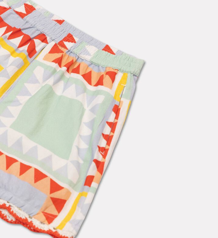 Stella McCartney Geometric Patchwork Crochet Woven Shorts, Packshot View