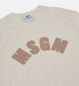 MSGM Sequin Logo Crop T-shirt, Light-brown, 8y, Packshot View
