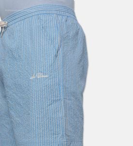 Les Deux Stripe-print Elastic Waistband Shorts, Model View