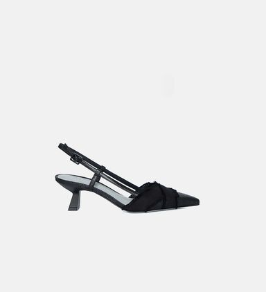 Leather Fabric Slingback Pumps