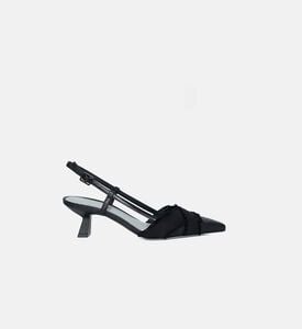 Leather Fabric Slingback Pumps Leather Fabric Slingback Pumps
