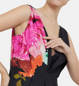 فستان ميدي بطبعة أزهار بطيات