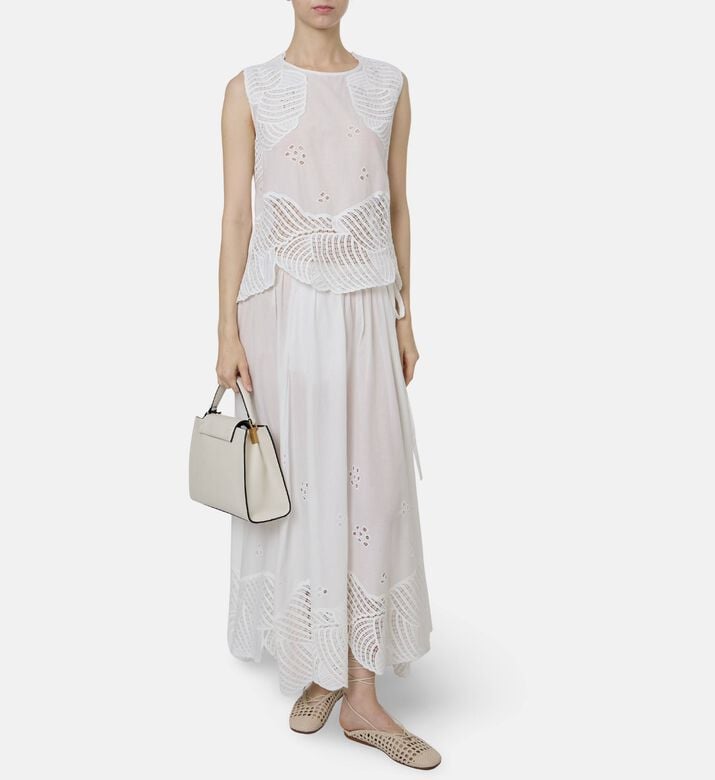 Beatrice B Cotton Embroidered Sleeveless Top, Model View