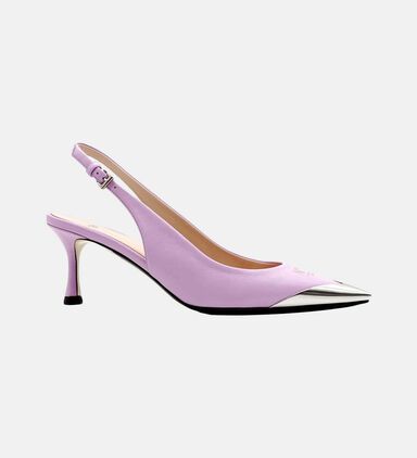 Leather Logo-print Mid-heel Pumps