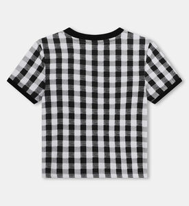 قميص قطن مطاطي بمربعات للبنات