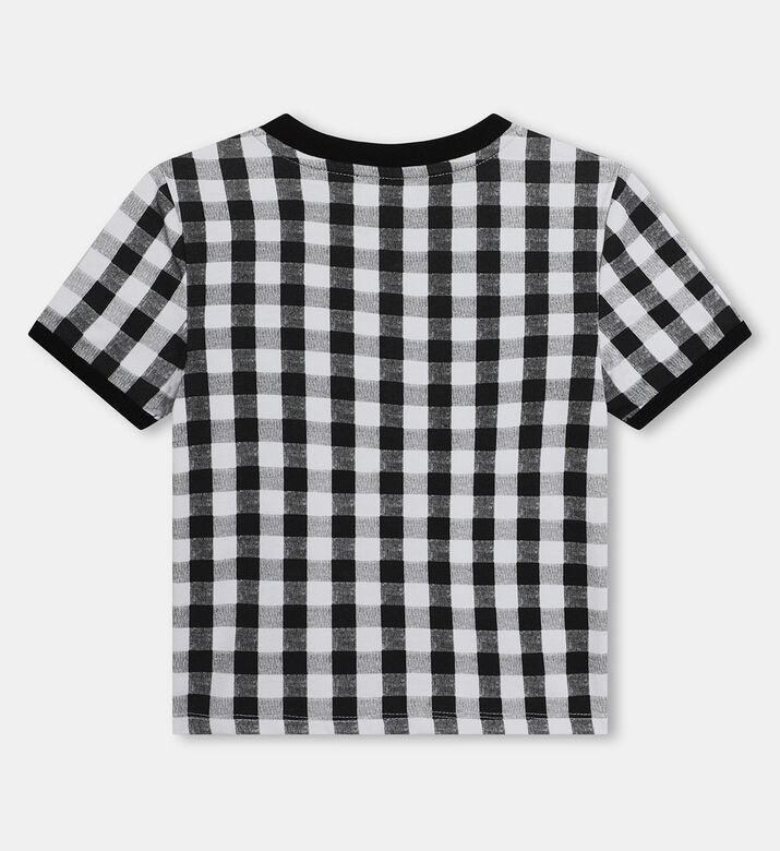 قميص قطن مطاطي بمربعات للبنات