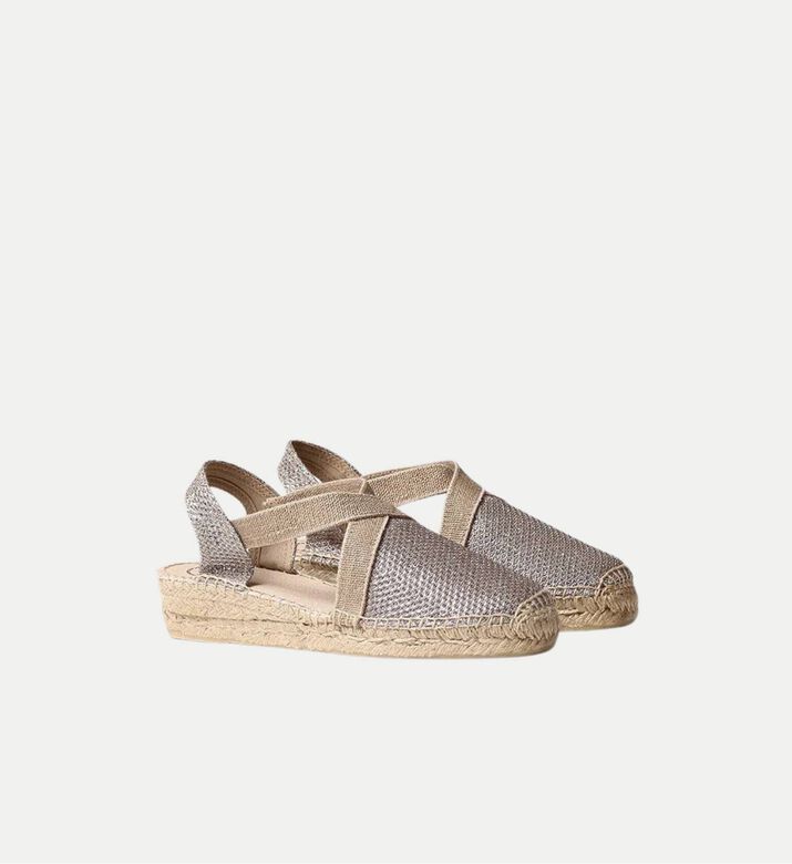 Toni Pons Velino-s Shimmery Cotton Blend Low-wedge Closed-toe Espadrille, Light-gold, Eu-41, Packshot View
