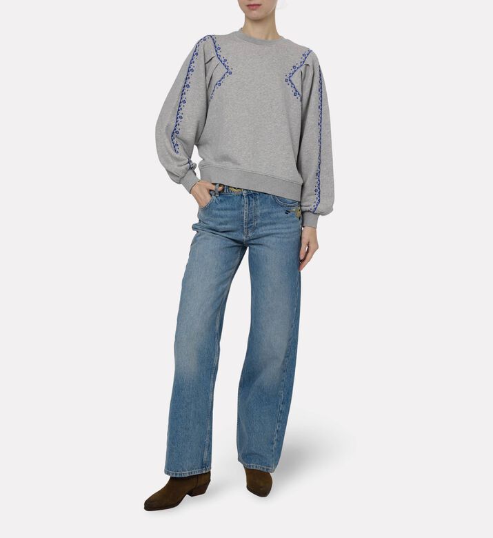 Ba and Sh Embellished Long-sleeve Sweatshirt, Grey, M, Model View